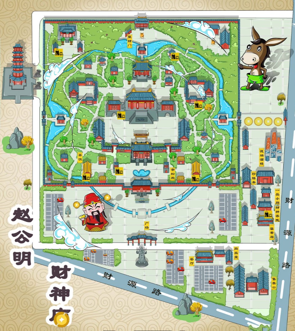 蓟州寺庙类手绘地图